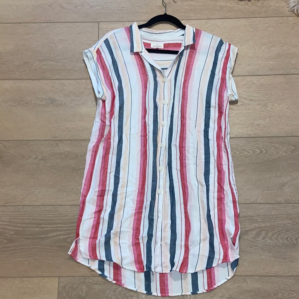 Striped Linen Button-Up Dress